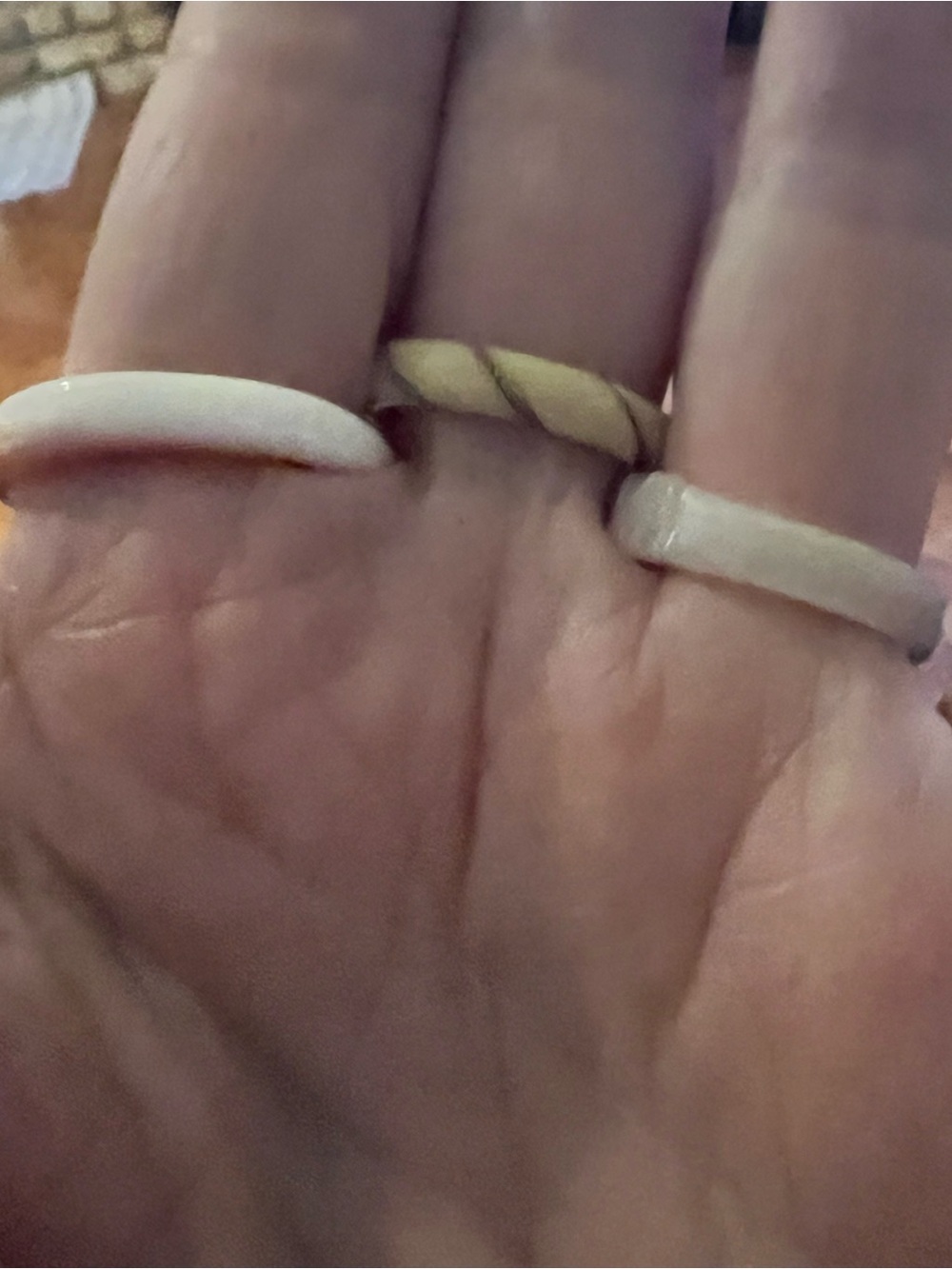 Cream Twisted Band Ring with White Accent Rings - Women Jewelry 5 rings Shell